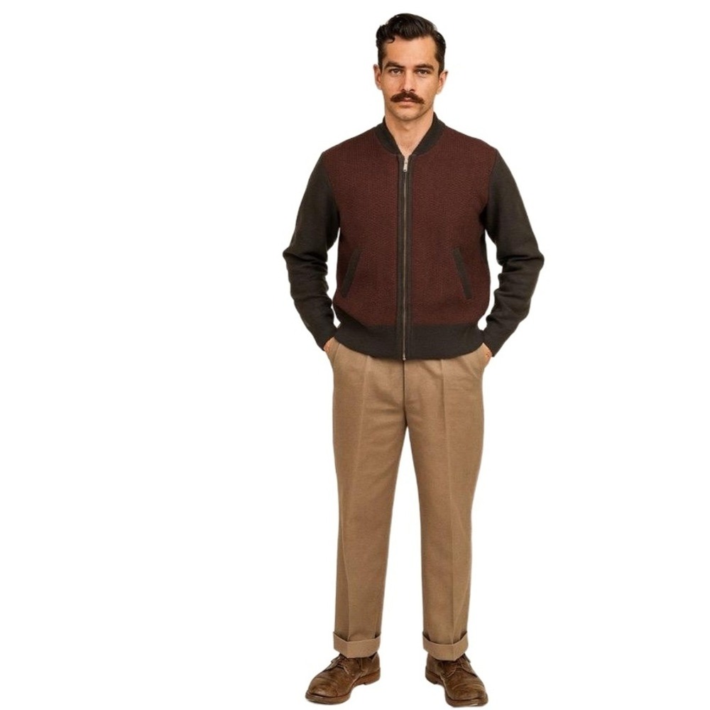 Pelagia Vintage Varsity Jacket Men's M Maroon Black Full Zip Ribbed Cuffs Pocket